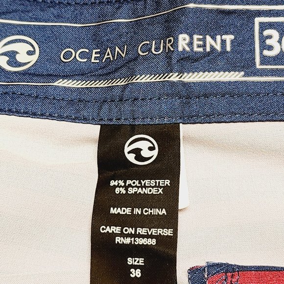 Ocean Current Swim Trunks - Men‎ Size 36 - NWOT - Red White Blue - Picture 3 of 6